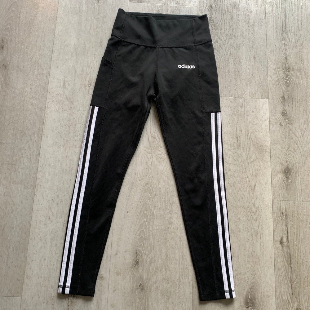 Adidas Climalite Women's Size Small Black White 3-Stripe‎ Active Leggings